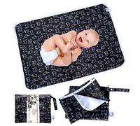 Flock Three Waterproof Baby Diaper Changing Pad with Storage Bag (43.3" X 28.7") Washable Wipeable Reusable Leak Proof Diaper Travel Mat Station Changing Mattress Liner Cribs Bed Cover, Cats