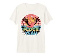 Flock Yeah Flamingo Tropical Sunset Beach Vibes Graphic Tee Premium T-Shirt
