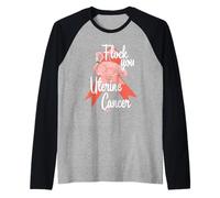Flock You Uterine Cancer Flamingo Survivor Warrior Chemo Raglan Baseball Tee