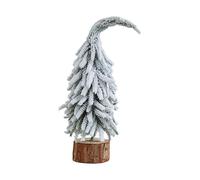 Flocked Artificial Christmas Trees, Tabletop Set with Wooden Base, Multiple Sizes, Winter Holiday Decor (F)