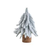 Flocked Artificial Christmas Trees, Tabletop Set with Wooden Base, Multiple Sizes, Winter Holiday Decor (A)