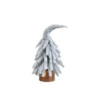 Flocked Artificial Christmas Trees, Tabletop Set with Wooden Base, Multiple Sizes, Winter Holiday Decor (D)
