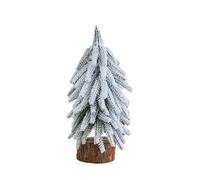 Flocked Artificial Christmas Trees, Tabletop Set with Wooden Base, Multiple Sizes, Winter Holiday Decor (B)