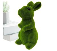 Flocked Bunny Decor - Green Easter Decorative Rabbit Garden Figurine and Statue - Cute Cartoon Animal Figurine Art Interior Desk Bunny Ornaments, Large Easter Animal Sculpture for Living Room Home Dec