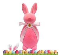 Flocked Bunny Figure - Spring Rabbit Decoration, Flocking Rabbit Decoration, Easter Foam Rabbit Statue Figure for Table Garden Decoration, Lucky Spring Decor Ornament, 10.24 x 3.94 Inches