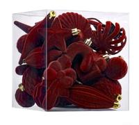 Flocked Christmas ball set with 28 polystyrene ornaments for holiday decorating, includes hanging loops for easy placement (dark brown)