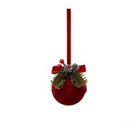 Flocked Christmas Bell Ornaments for Tree Decor | Plastic With Flocking Finish, Lightweight Compact Design, Vibrant Red Colour, Festive Home Tree Decoration, 36cm Large Size