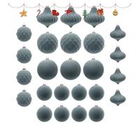 Flocked Christmas Tree Ornaments - 25pcs Christmas Ball Ornaments - Decorative Ornaments Flocked Christmas Baubles Farm Christmas Decorations for Home Wedding