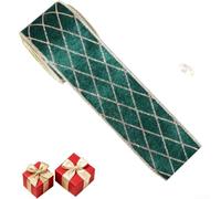 Flocked Diamond Wired Ribbon 2m 5m Gold Glitter Wire-Embedded Texture | Soft flocked cloth with gold glitter geometric double-layer pattern available in Wine Red Red Gold Dark Green Black