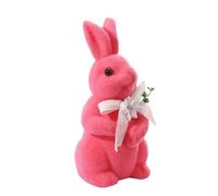Flocked Easter Bunny Decor, Easter Decorations Flocked Bunnies Figurine, Compact Rabbit Figure Art For Family Friends Holiday Home Indoor Bedroom Shelf Cabinet Entrance