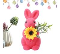 Flocked Easter Bunny Decor, Natural Flocking Realistic Rabbit Figure, Flocking Material with Soft Texture, Flocked Bunny Decor for Family Friends Holiday Home Indoor Bedroom Shelf Cabinet