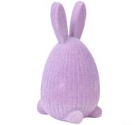 Flocked Easter Bunny Egg Resin Statue Small Rabbit Ornament for Garden Tabletop Decor Party Supplies 5.5x6x10cm(Purple)