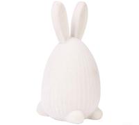 Flocked Easter Bunny Egg Resin Statue Small Rabbit Ornament for Garden Tabletop Decor Party Supplies 5.5x6x10cm(White)