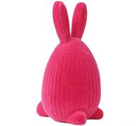Flocked Easter Bunny Egg Resin Tabletop Decor for Home Party Shelf Desktop Spring Seasonal Decoration Use (Pink)