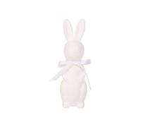 Flocked Easter Figurine Tabletop Ornament Easter Gift Foam Rabbit Statue For Shelf Living Room Desk Bedroom Bookshelf Drum Ornament (A, One Size)