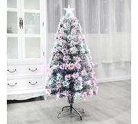 Flocked Fiber Optic Christmas Tree,Medium-Sized Artificial Christmas Tree,Foldable,Suitable For Apartments,Bedrooms,Offices,Indoor Use,Shopping Malls,Schools(2.1m/7ft)
