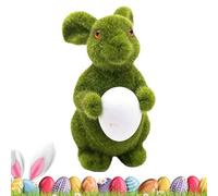 Flocked Figurines Of Bunnies - With Plush Finish Green Festive Spring Decor,Table Decoration Easter Rabbit - For Garden On The Patio Balcony Lawn And Living Room