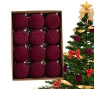 Flocked Flocked Velvet Baubles - Burgundy & Christmas Tree Decorations For Weddings