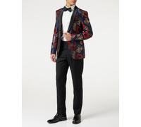 Flocked Floral Tuxedo Jacket XPOSED Navy 50