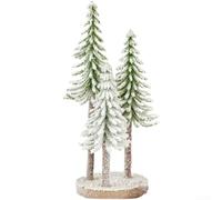 Flocked for mini Christmas Tree, Realistic Simulated Cedar with | Snowy Branches, Compact Tabletop Holiday Decoration for Home Office Desk Shelf Display, White Green for pe Material, No(A)