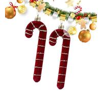 Flocked Ornaments for Christmas | 2 Pieces Red Christmas Decorations, Christmas Tree Decorations, Family Indoor Living Room Home Office Gathering