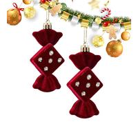 Flocked Ornaments for Christmas - 2 Pieces Red Christmas Decorations - Christmas Tree Ornaments - Indoor Living Room Home Office Gathering