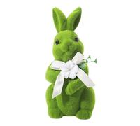 Flocked Rabbit | Compact Flocked Art Figure - Moss Easter Bunny - For Kids Family And Friends On The Shelf At The Entrance In The House Indoors And In The Bedroom