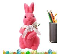 Flocked Rabbit - Compact Flocked Art Figure, Moss Easter Bunny | For Kids Family And Friends On The Shelf At The Entrance In The House Indoors And In The Bedroom