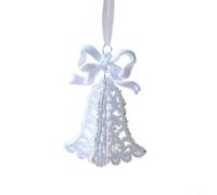 Flocked Snowflake Star Bow Deer Bell Christmas Tree Ornaments Set For Holiday Decoration And Festive Indoor Ambience(I)