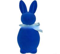 Flocked Standing Easter Bunny Statue with Bow Tie for Garden Yard Lawn Outdoor Art Decorative Rabbit Figure Spring Ornament 20cm(Blue Large)