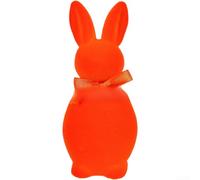 Flocked Standing Easter Bunny Statue with Bow Tie for Garden Yard Lawn Outdoor Art Decorative Rabbit Figure Spring Ornament 20cm(Orange Small)