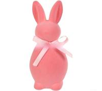 Flocked Standing Easter Bunny Statue with Bow Tie for Garden Yard Lawn Outdoor Art Decorative Rabbit Figure Spring Ornament 20cm(Pink Large)