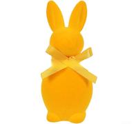 Flocked Standing Easter Bunny Statue with Bow Tie for Garden Yard Lawn Outdoor Art Decorative Rabbit Figure Spring Ornament 20cm(Yellow Small)