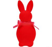 Flocked Standing Easter Bunny Statue with Bow Tie for Garden Yard Lawn Outdoor Art Decorative Rabbit Figure Spring Ornament 20cm(Red Large)