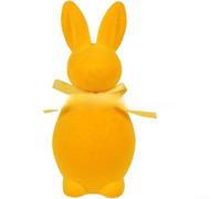 Flocked Standing Easter Bunny Statue with Bow Tie for Garden Yard Lawn Outdoor Art Decorative Rabbit Figure Spring Ornament 20cm(Yellow Large)