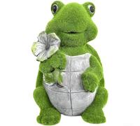 Flocked Turtle Solar Light for Exterior Spaces Resin Construction LED Illumination for Garden Pathway Decor