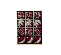 Flocked Velvet Christmas Baubles Set 12 6cm Glitter Texture Multicolor | Soft velvet material in wine red khaki white for forest green Easy to hang Includes sturdy loops for secure placement