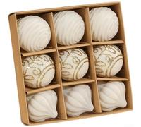 Flocked Velvet Christmas Baubles Set 9 Pack 6cm Modern for ps Material | Soft velvet textured ornaments in cream red dark green Lightweight for durable for ps material Contemporary design for