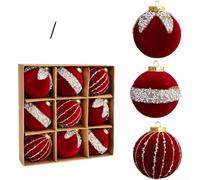 Flocked Velvet Christmas Tree Bauble 6cm 8cm Hand-Painted Festive Colors | Includes hanging loop for easy display Available in wine red dark green white for beige Hand-painted for unique holiday decor