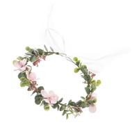 Flocking Flower Crown Delicate Bride Headband with Ribbon Tie for Women | Vivid Three-dimensional Blooms, Eucalyptus-style Leaves, Graceful Bridal Accessory for Parties, Evening Dress Styling,