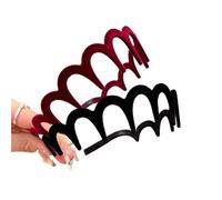 Flocking Plastic Teeth Headbands Winter Wavy Headband With Big Combs Non-slip Hair Bands For Women Accessories for Parties,Gatherings(Red Black(2pcs))