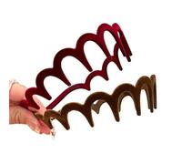 Flocking Plastic Teeth Headbands Winter Wavy Headband With Big Combs Non-slip Hair Bands For Women Accessories for Parties,Gatherings(Red Brown(2pcs))