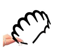 Flocking Plastic Teeth Headbands Winter Wavy Headband With Big Combs Non-slip Hair Bands For Women Accessories for Parties,Gatherings(Black(1pcs))