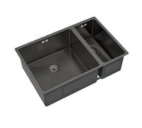 Flode 1.5 Bowl 670x440mm Undermount Kitchen Sink & Waste Kit - Gun Metal Stainless Steel 205mm Deep 90mm Waste Included