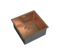 Flode 440x440mm Undermount Kitchen Sink & Waste Kit - Brushed Copper Stainless Steel 1 Bowl Square 205mm Deep 90mm Waste Included Luxury Finish