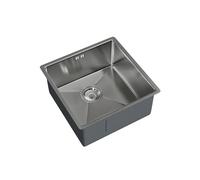 Flode 440x440mm Undermount Kitchen Sink & Waste Kit - Brushed Stainless Steel 1 Bowl Square 205mm Deep 90mm Waste Included