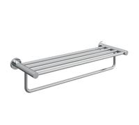 Flode CALI Towel Rail Shelf - Chrome Wall Mounted Bathroom Towel Rack with Shelf - Stainless Steel Towel Storage Shelf & Hanging Rail - Modern Bathroom Accessory - 610mm
