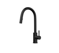 Flode Concealed Pull Out Kitchen Sink Mixer Tap - Matt Black - Modern Single Lever Spray Kitchen Tap with Retractable Hose