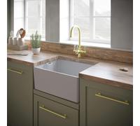 Flode Dellen | 1.0 Bowl Comite Belfast Farmhouse Style Sink | Strainer Waste Supplied | 595mm x 445mm | Gloss White Finish