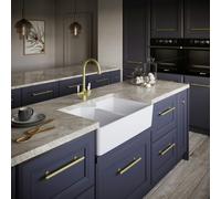 Flode Dellen | 2.0 Bowl Comite Belfast Style Sink | Strainer Waste Supplied | 800mm x 500mm | Gloss White Finish